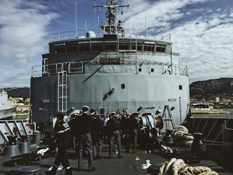 military ships in the harbor