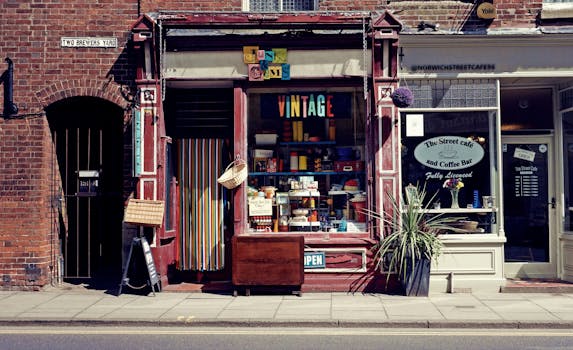 colorful street view of unique shops