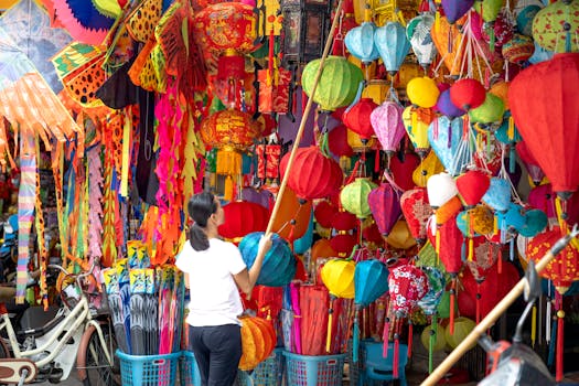 artistic view of a local market with vibrant colors