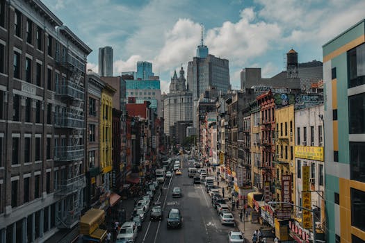 Modern Chinatown with bustling streets