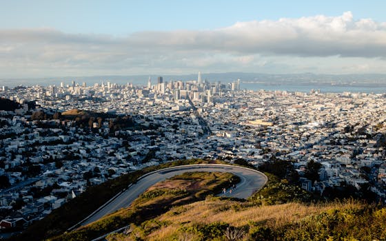 Iconic San Francisco skyline from Twin Peaks